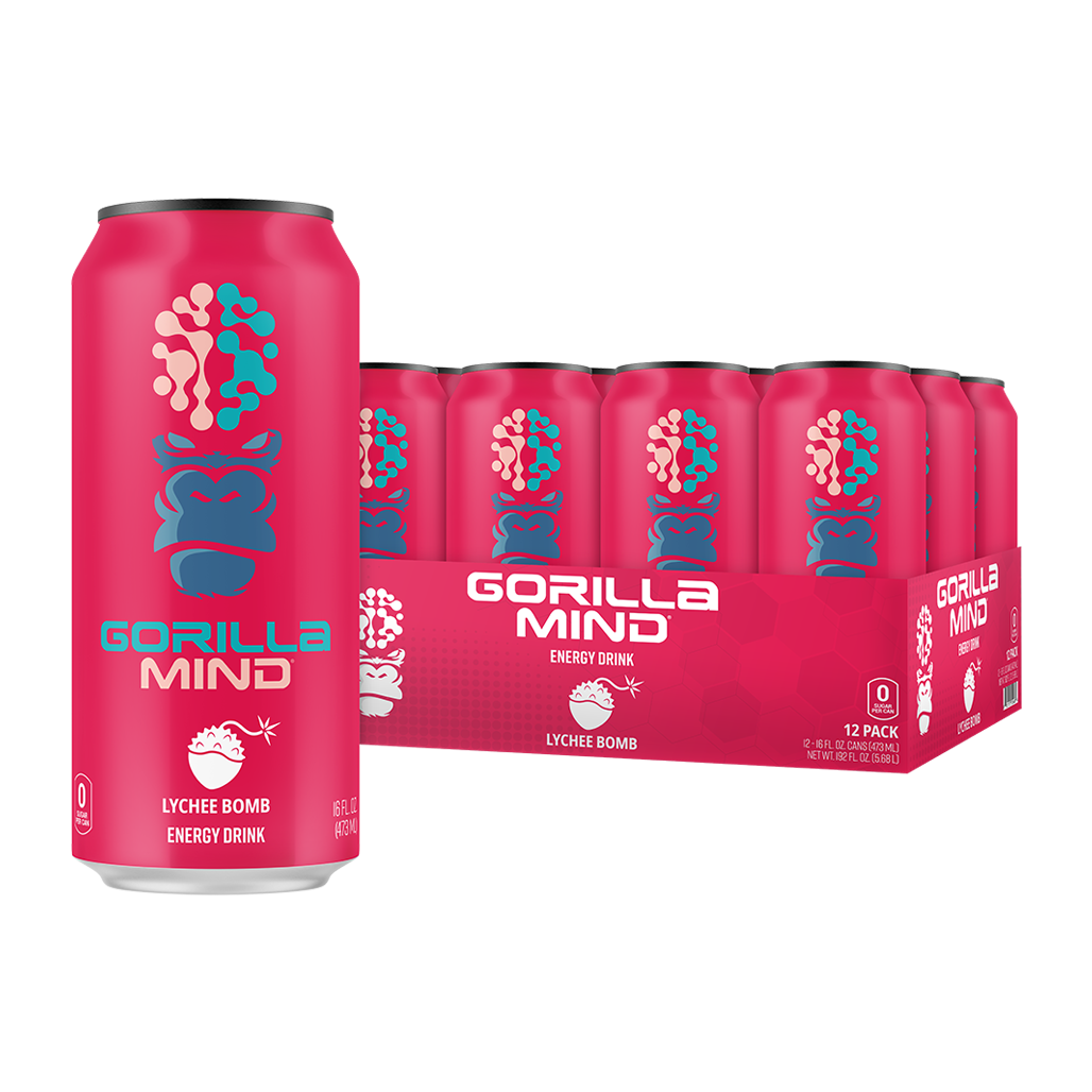 Gorilla Mind 12 Pack Flavor Sampler 4 Flavors 0 Sugar Nootropic Energy  Drinks